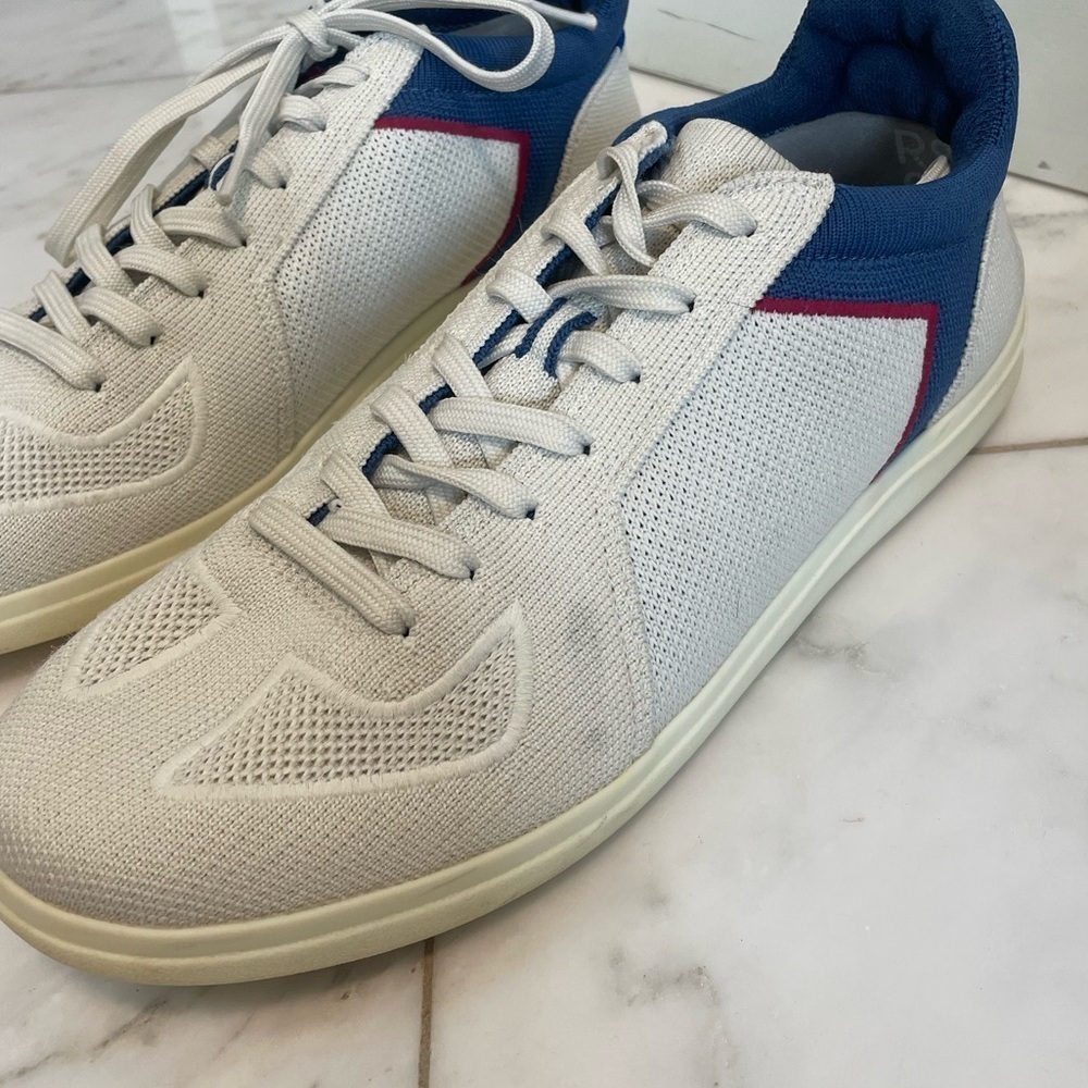 Rothy’s, men’s 10, RS01 off-white blue knit trainer zero drop removable insoles - Picture 4 of 15
